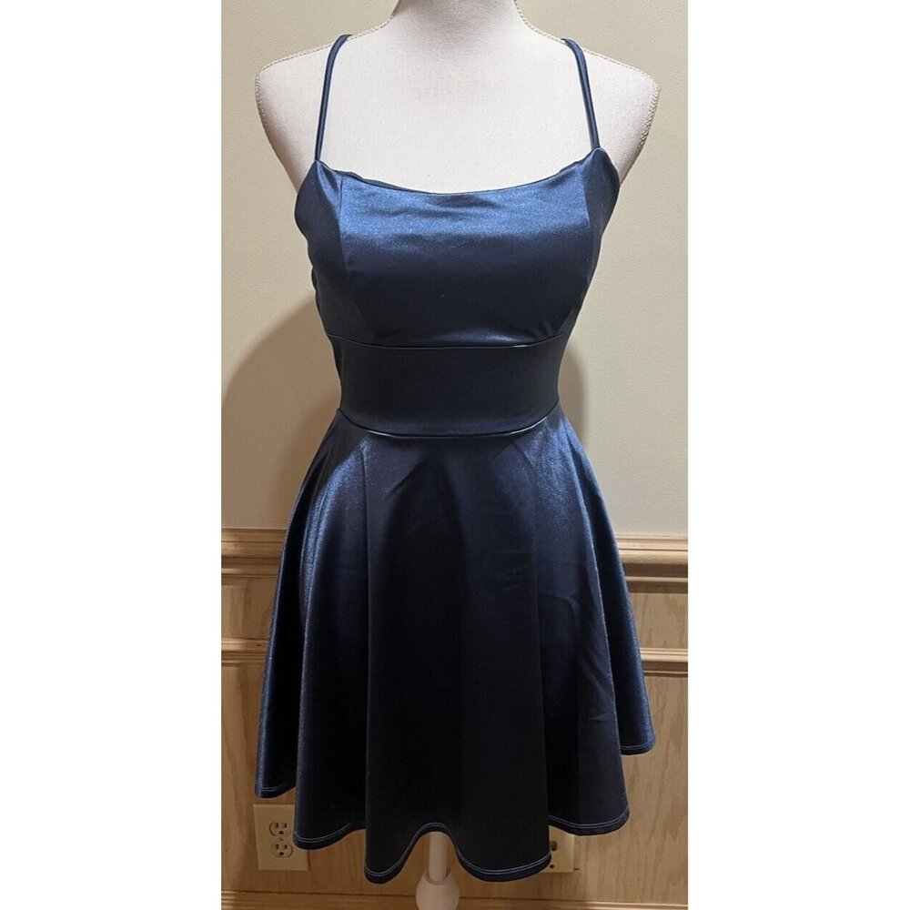 NWT ~ Honey & Rose Blue Spaghetti Strap/Corset Back Dress ~ Size Medium